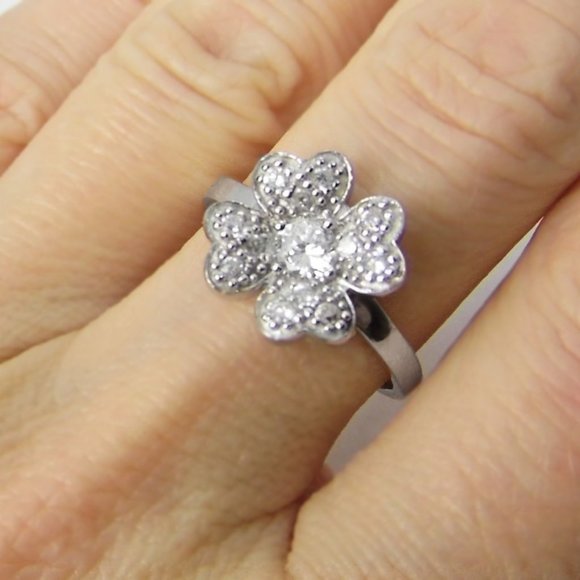NEW Sterling SILVER Flower Ring - Picture 5 of 11